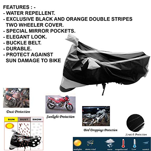 Image of Kandid Silver & Black Water Resistant Bike /Motorcycle Body Cover for Hero Hf Deluxe