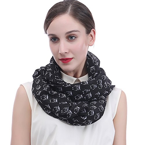 Lina & Lily Owl Print Women's Infinity Scarf Lightweight