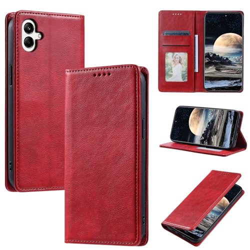 Étui magnétique Samsung A05 4G clapet clapet cuir rouge Rosso
