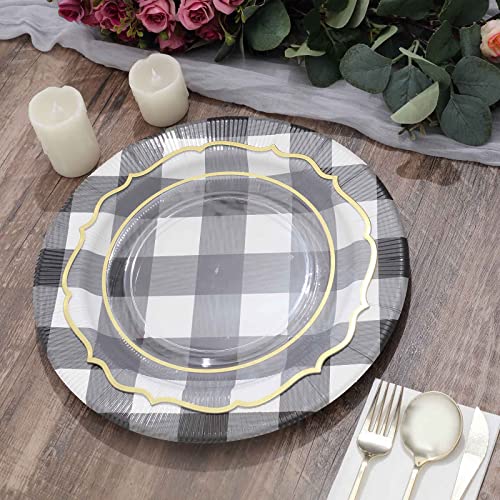 10 platos desechables redondos 13 pulg negro y blanco miniatura 5