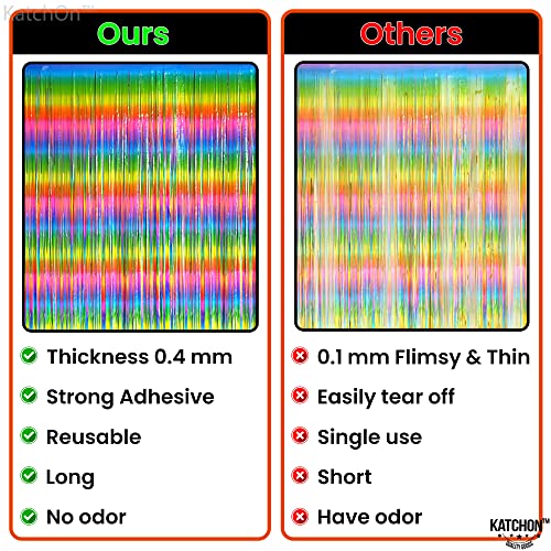 Katchon, Xtralarge Rainbow Metallic Curtain - 6.4X8 Feet, Pack Of 2 | Rainbow Metallic Streamers | Rainbow Tinsel Curtain For Rainbow Wedding Decorations | Pride Streamers, Pride Birthday Decorations #TOP5