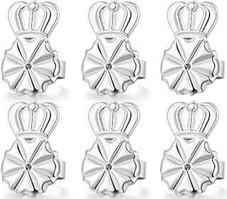 Wanderbey 3 Pairs Earring Backs Lifters, 925 Sterling Silver Earring Backs for Droopy Ears, Adjustable Hypoallergenic Earring Backs for Heavy Earring (Silver) (WB-HG4)