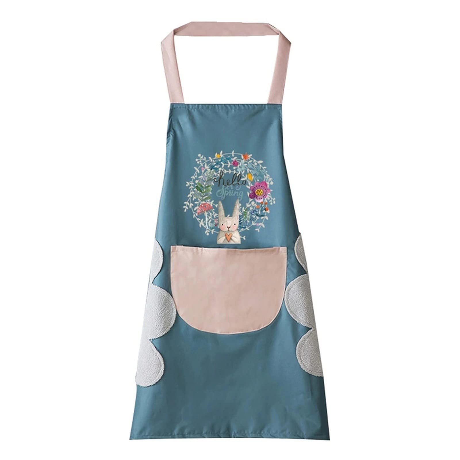 wolpin Kitchen Apron with Front Pocket and side Coral Velvet for Wiping Hands Towel PVC Waterproof Unique Design Cooking Fits Men/Women Home Restaurant (B09S7Z3GXF) Amazon Price History, Amazon Price Tracker