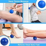 URAQT Massagebälle Faszienball, 2 Stück Faszien Kugel Fitness Massageball Hart, Igelball mit Noppen, für Füße Hände Rücken Beine (Blau)