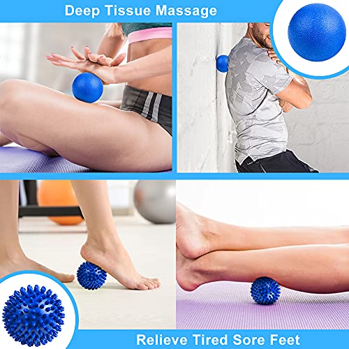 URAQT Spiky Massage Ball Set, 2 Pack Physical Therapy Massage Balls, Hard Lacrosse Ball & Spiky Massage Ball for Myofascial Release and Trigger Point Deep Tissue Massage (Blue) - Thumbnail 7