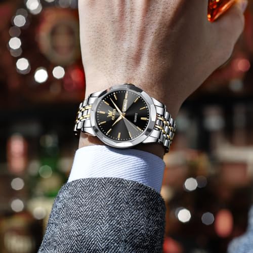 Image of OLEVS Watch for Man Analog Quartz Dress Diamond Business Stainless Steel Watches Waterproof Luminous Date Luxury Wrist Watches