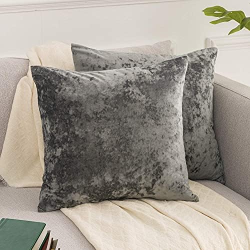 Amazon Brand - Umi Set of 2 Crushed Velvet Cushion Covers 45 x 45cm, Luxurious Crushed Velvet Cushion Covers 18x18 Inch, Decorative Square Throw Pillow Cases for Seat, Sofa and Bed, Teal Green
