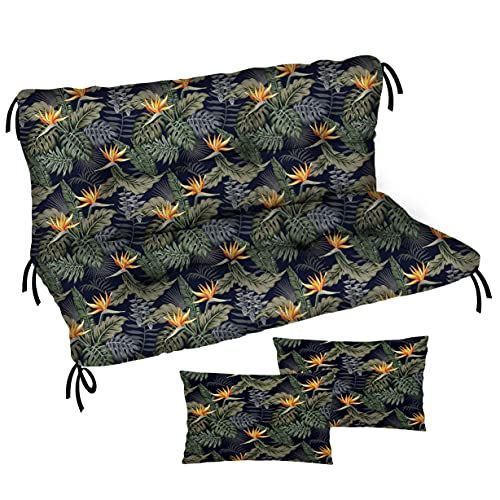 Ferocity Cuscino per panca da giardino, impermeabile, 100x50x50 cm, per mobili da giardino, per pallet, per esterni e patio, con schienale, Fiori d'arancio [133]