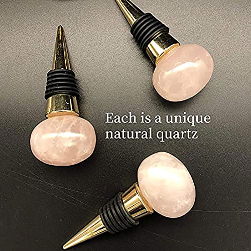 Riaqkgd Sliver Natural Agate Wine Stopper，1Pcs Decorative Round Gemstone Geode Wine Bottle Stopper For Wine Gifts，Pink Rose #TOP1