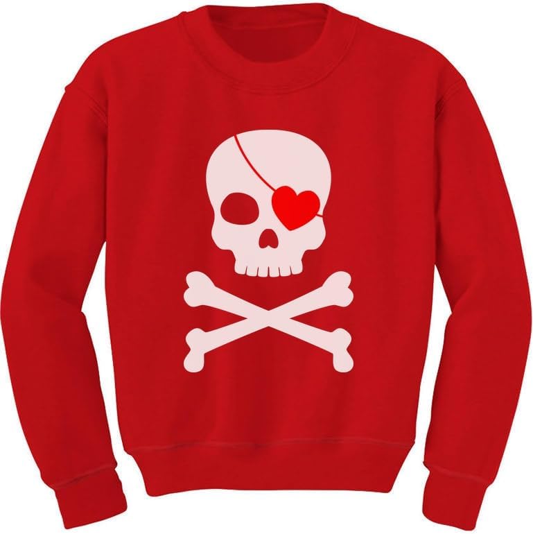 Tstars - Pirate Skull & heart Valentine's Day Toddler/Kids Sweatshirt