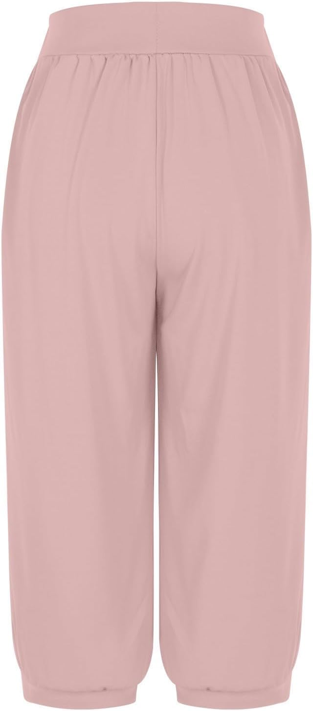 Capri Pants for Women 2024 Summer Casual High Waist Cropped Pants with Button Pocket Loose Comfy Wide Leg Capris