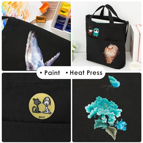 Image of Lily queen Natural Canvas Tote Bag for Crafting Reusable Grocery Shoulder Bags 2pcs