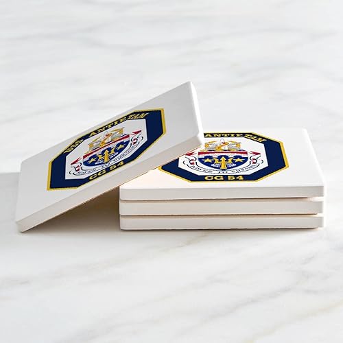 Miniatura 3 de USS Antietam (CG-54), Joyride Home Decor 4 posavasos de cerámica, posavasos cuadrados de 4 pulgadas, juego de 4, parte trasera de corcho
