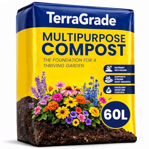 TerraGrade Multipurpose Compost 60L | Premium Potting & Garden Soil for Indoor & Outdoor Plants | Nutrient Rich Compost for Vegetables Seeds Seedlings & Houseplants | Moisture Retentive Root Boostin