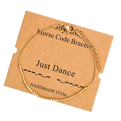 Image of JoycuFF Inspirational Morse Code Bracelets for Women Silver Beads Jewelry Encouragement Mantra Gifts for Her