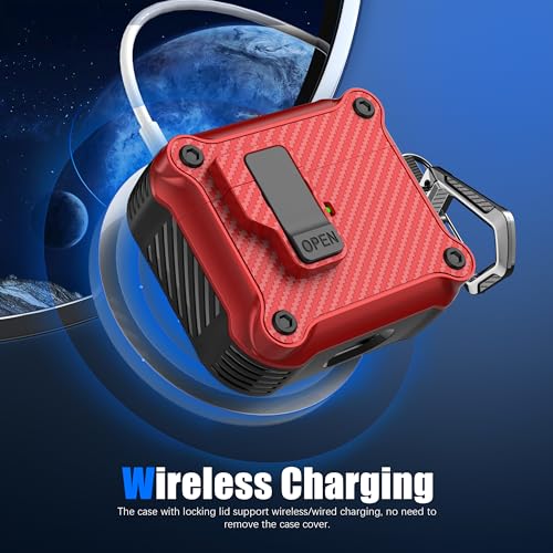 Image of RFUNGUANGO AirPods 3 Case with Lock Magnetic Lid, Red