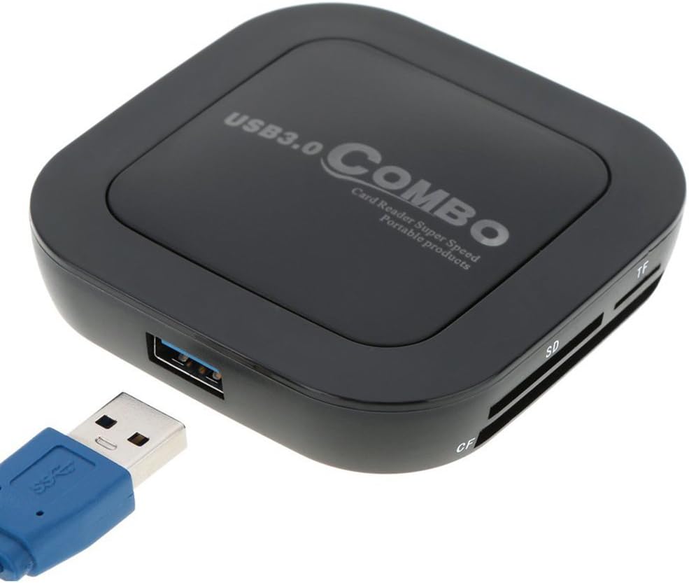 All in 1 USB 3.0 CF TF SD Card Reader HUB 3 Ports Mini High Speed Multi-Card Memory Card Reader USB HUB Sharing Switch for Mac iMac MacBook Pro MacBook Air Laptop PC Notebook (Black)