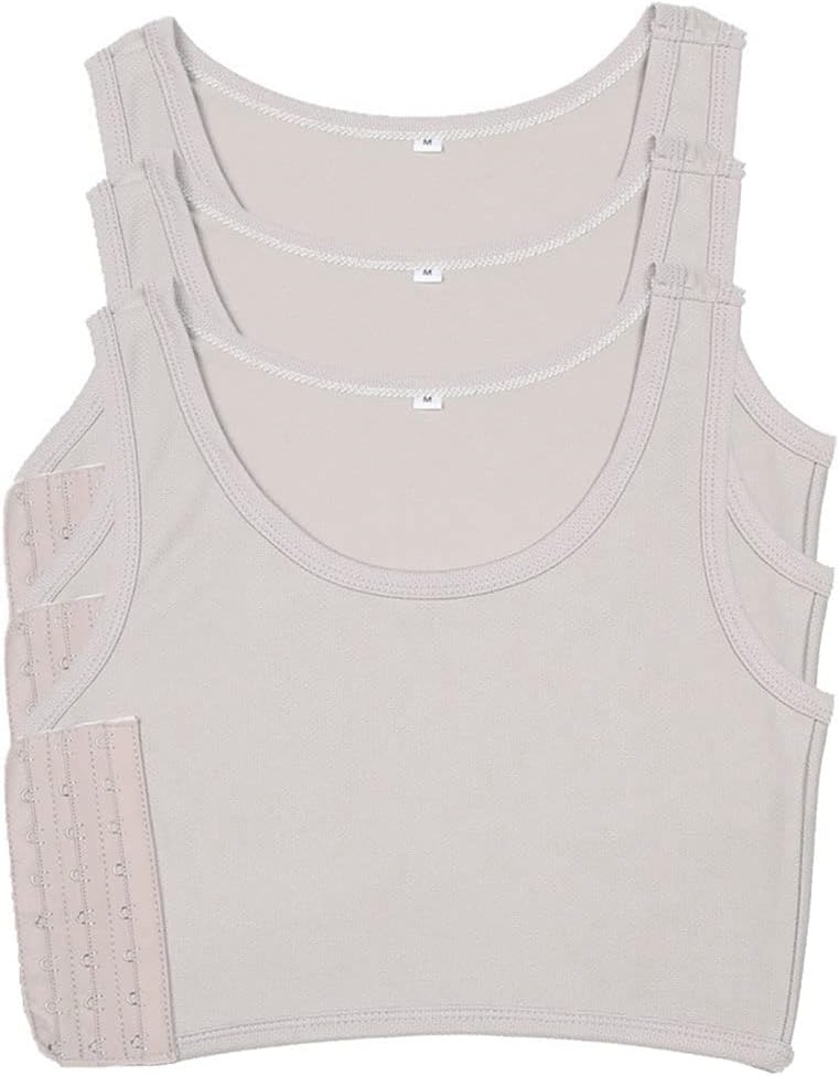 3PCS 3 Rows Hook Women Vest Top Lesbian Tomboy Transgender FTM Chest Binders Slim Fit Breathable Bra