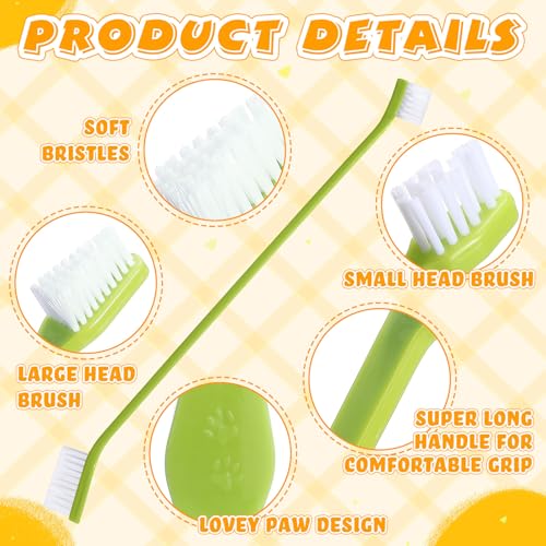 Image of Nuenen 15 Pcs Dog Toothbrush Dual Headed Dental Brushes Puppy Tooth Brushing Kit Long Handle Toothbrush for Large and Small Dogs Cats Most Pets Teeth Cleaning Oral Care Supplies (Colorful)