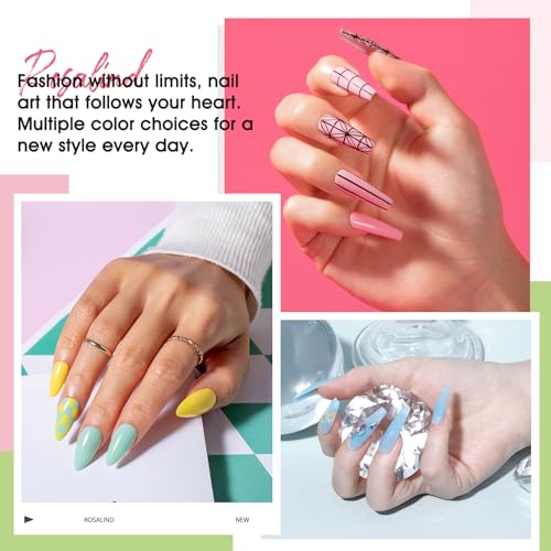 ROSALIND Pastel Gel Nail Polish, 24PCS Pastel Pink Blue Yellow Bright Colors Macaron Gel Polish Collection with Base Top Coat Popular Rainbow Sparkle Nail Art Gift for Her - Thumbnail 4
