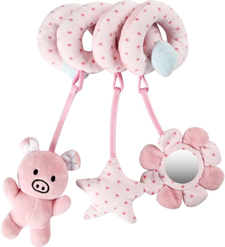 vocheer Hanging Toys for Car Seat Crib Mobile, Infant Baby Spiral Plush Toys for Crib Bed Stroller Car Seat Bar, Pink Pig : Toys & Games