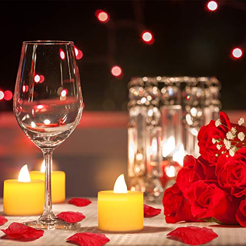 B2Lover 1000 Pieces Artificial Rose Petals With 24 Pcs Flameless Candles For Romantic Night,Battery Operated Led Candles Valentine's Day Wedding Table Party Anniversary Decor #TOP3