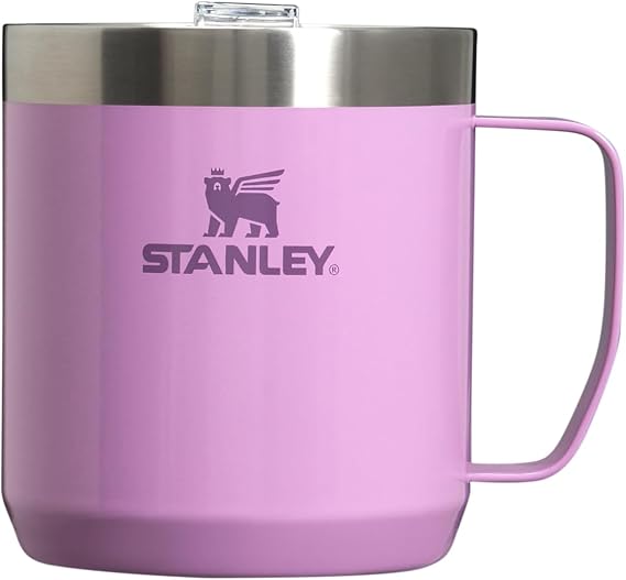 STANLEY Stay-Hot Camp Mug 12 oz | Press Fit Drink Through Lid | Cup for Coffee, Tea and Drinks | Insulated Stainless Steel Coffee Mug | BPA-Free | Lilac Gloss