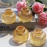 Woho Gold Candlestick Holder Set of 4, Tapered Candlestick Holders for Table Centerpiece, Glass Tape