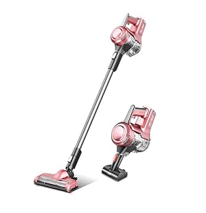 Cordless Vacuum Cleaner Upright Stick Vacuum 9Kpa Powerful Suction Lightweight Pink Best for Hard Floor Carpet Pet Hair