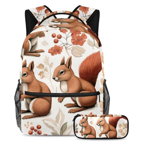 Cartables de grande capacité avec trousse lot de 2 écureuil mignon grand format pour adolescents
