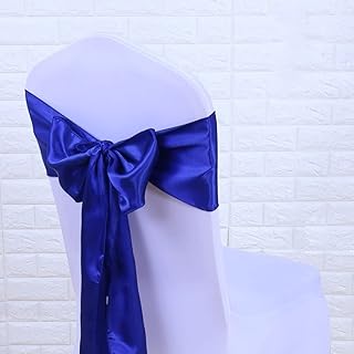 decoraciones para sillas de boda, 25 bandas for sillas, pajarita, 7 "x 108", sillas de boda, bandas de satén, cubierta dorada, decoración de boda, lugar for banquetes, rojo, China(Color:Royal Blue)