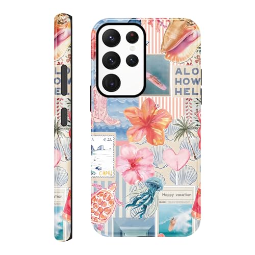 Coque Samsung S23 Ultra 5G fleurs d'hibiscus en polycarbonate rigide brillant