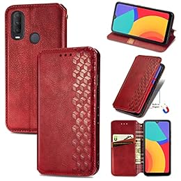 DAMONDY for Jitterbug Smart 3 Case Compatible for Lively Smart Phone Case Cover Wallet Folio Flip Magnetic PU Leather with Kickstand and Credit Slots -Red