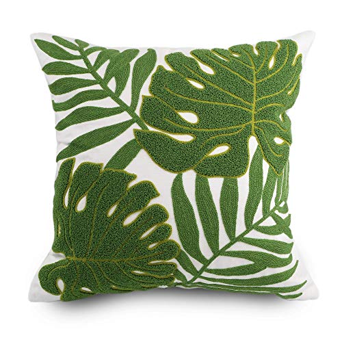 DIELOVEHUA Housse de Coussin Feuilles Tropicales, Housse de Coussin 45x45 cm, Verte Feuille de Palmier Taie d'oreiller, Décoration de Été pour Canapé Salon Maison Extérieur Jardin
