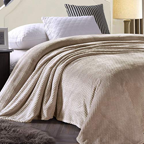 Exclusivo Mezcla Waffle Textured Soft Fleece Blanket, Queen Size Bed Blanket, Cozy Warm And Lightweight (Camel, 90X90 Inches) #TOP2