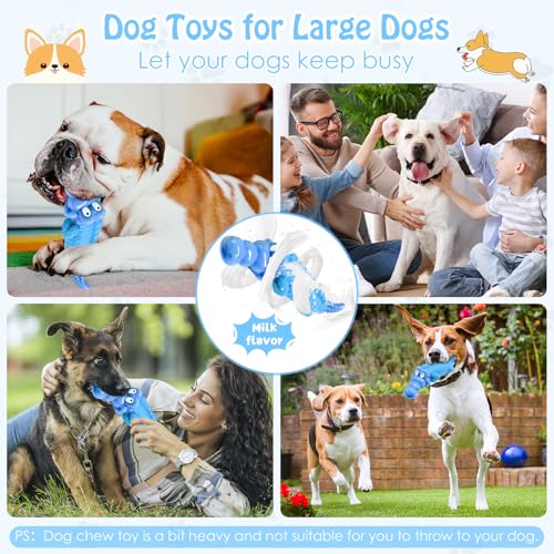 Image of Jeefome Tough Dog Chew Toys for Aggressive Chewers, Indestructible Dog Toy to Keep Them Busy & Reduce Boredom for Medium, Large Dogs, Milk Flavor