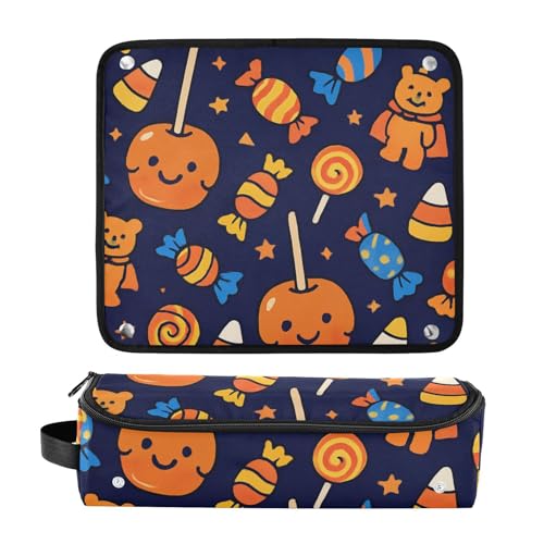 Organizador de viaje impermeable para herramientas de cabello GuoChe con protector resistente al calor y cierre, patrón Candy Overload miniatura 3