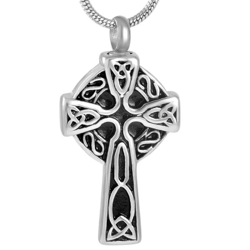 Croix tordue en acier inoxydable pendentif anti ternissement de crémation