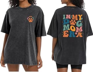 Dog Mom Shirt for Women Oversize Cat Mom Shirt Cute Animal Lovers Graphic Print Tops