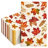 Herbstdeko Tischläufer Zubehör, 40 Servietten Herbst mit Ahornblatt Motiv