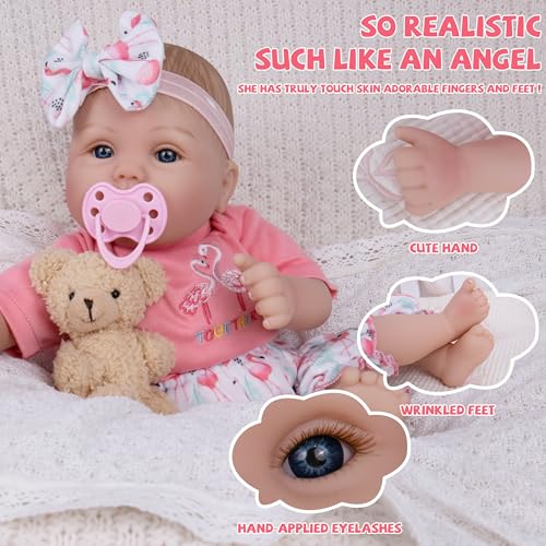 Milidool Realistic Reborn Baby Dolls Girl - Realistic Baby Dolls Girl Real Looking 18 inch Doll with Soft Poseable Body, Lifelike Newborn Baby Doll, Kids Gift for 3+ Years Old — view 6