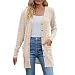 Generisch Strickjacke Damen Lang – Oversize Strickcardigan Longstrickjacke Langarm Mit Taschen & Knöpfen, Warmer Cardigan Pullover Als Offener Strickmantel Für Herbst Winter Beige