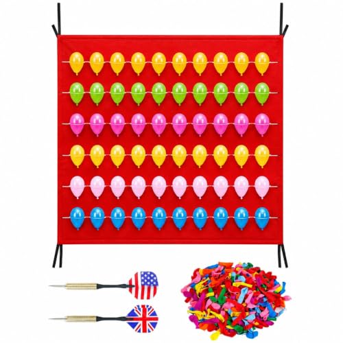 Balloon Dart Board Set for Adult Event Booth Use Reusable Hanging Target Mat with 2 Metal-Tipped Darts and 500 Latex Balloons Festival Fair and Fundraiser Booth Equipment