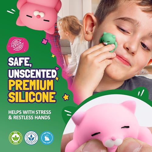 Image of Nutty Toys Squishy Cat Set - 2 inch Soft Silicone Kawaii Kitties, Top Stress Relief Toy 2026 Unique Gifts for Teens Kids Women Men Adults Best Teenage Girls Teen Boy Tween Christmas Stocking Stuffers Idea