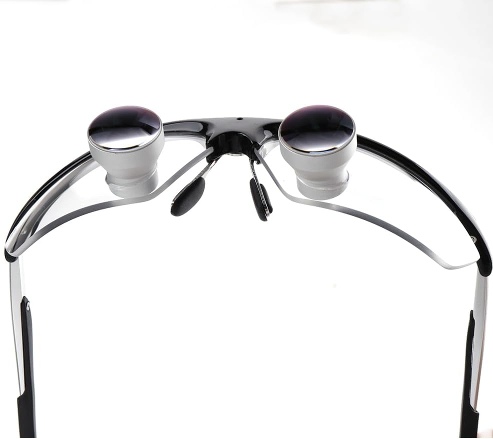 3.0X Ergonomic Ultralight Embedded Binocular Loupes Oral Magnifying Glasses with 5W LED Head Light Lamp Adjustable