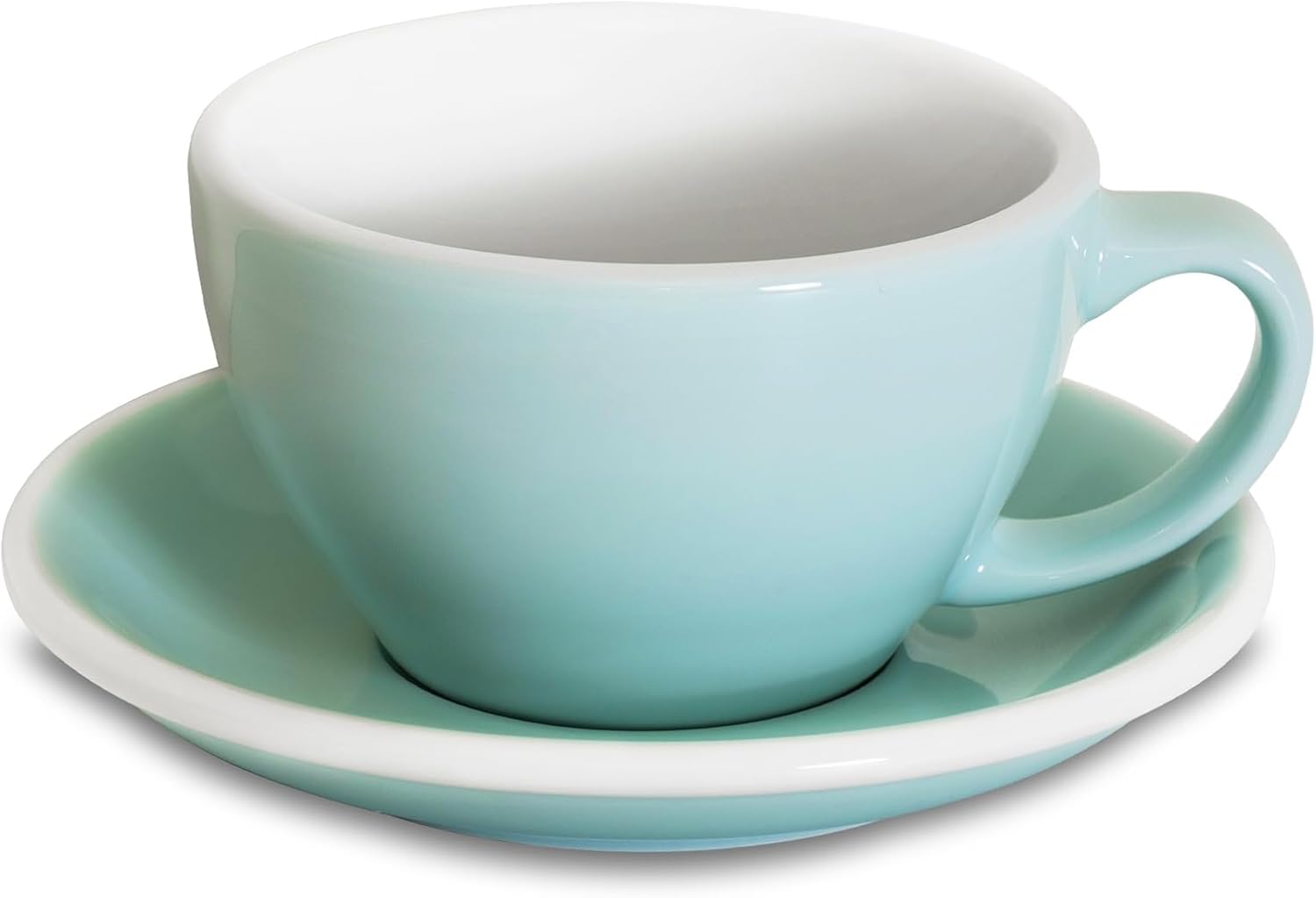 Loveramics Latte Art Mug with Saucer, 10 oz Ceramic Coffee cups with Round Bottom for Latte, Cappuccino, Tea, Espresso, Thick-walled Stoneware Cup Set for Barista - Regular Colours (River Blue, 10OZ)