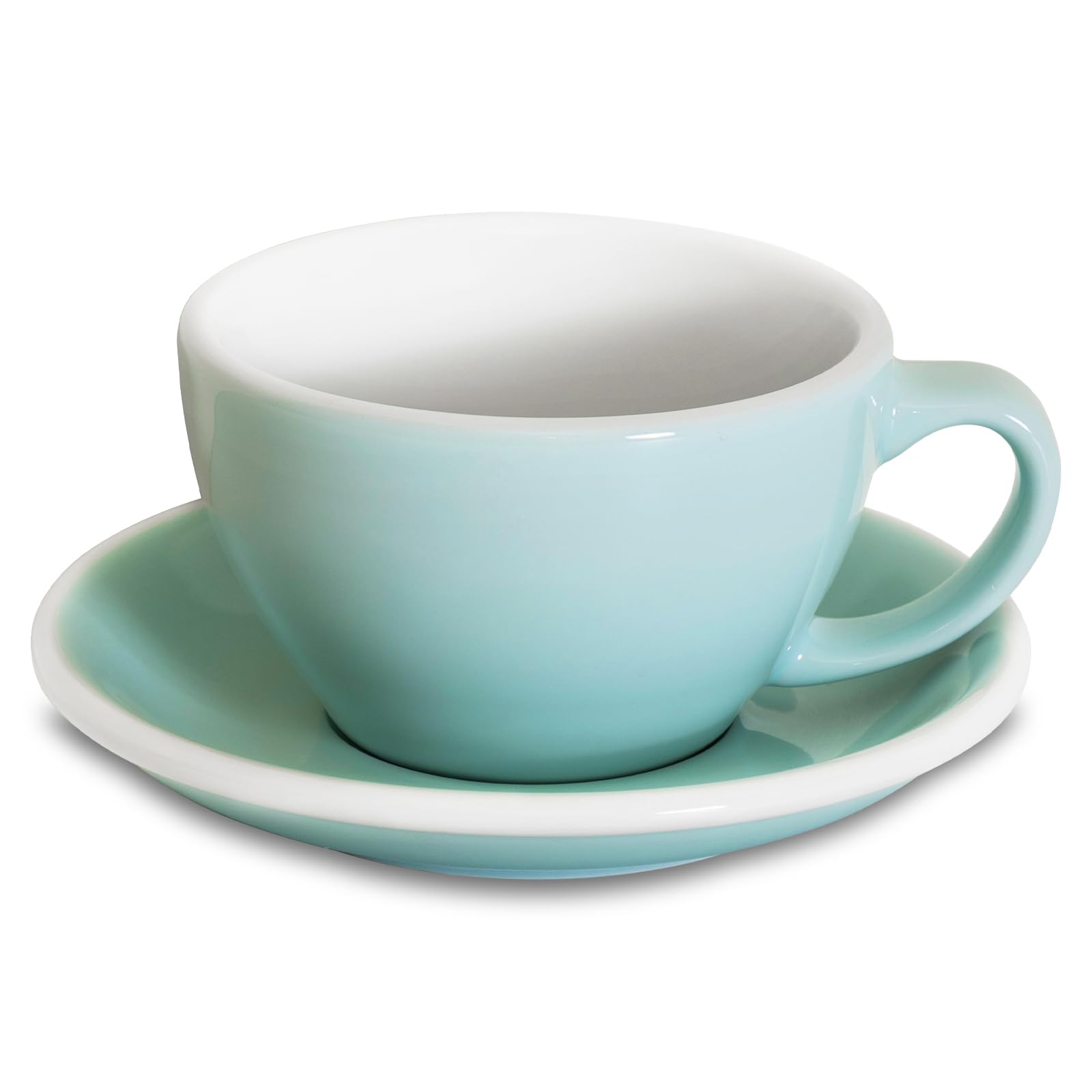 Loveramics Taza de café con platillo, tazas de café de cerámica de 10 onzas con fondo redondo para latte, capuchino, té, espresso, juego de tazas de cerámica de pared gruesa para barista, colores