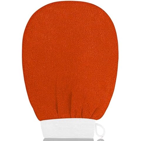 Deep Exfoliating Glove for Shower - Exfoliating Body Scrubber Exfoliator - Exfoliating Mitt - Remove Dead Skin Body - Exfoliator for Self-Tan Removal & Keratosis Pilaris (LighOrange) Cover