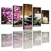 Haichuang Decor Art 5 Panels Framed Flowers Canvas Painting for Wall Decor