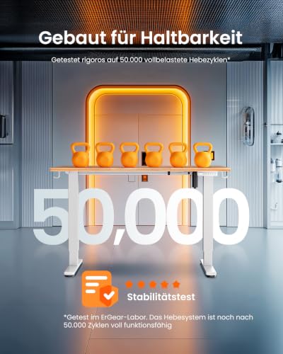 ErGear Höhenverstellbarer Schreibtisch 120x60cm 4-Speicher geteilte Platte – Ansicht 9